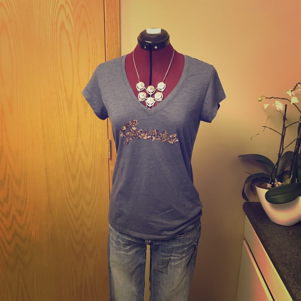 Guess Sequin V Neck